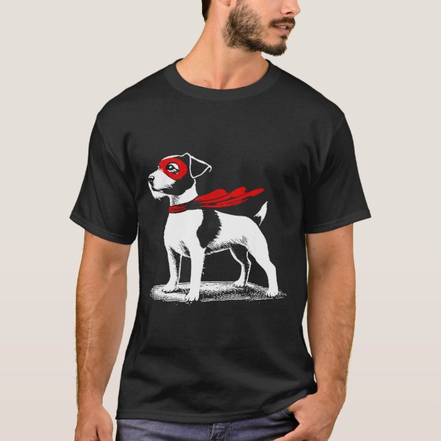 T-shirt Superhero Dog Cape Illustration Funny Loyal Pet He (Devant)