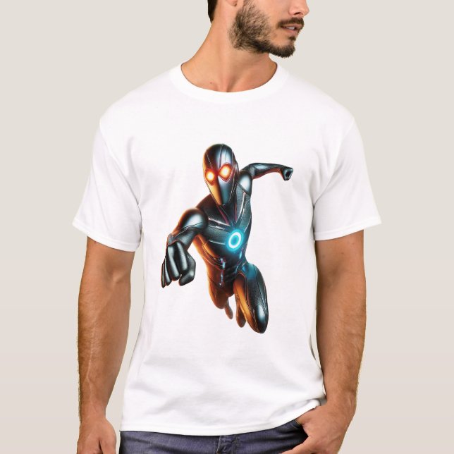 T-shirt Superhero dynamique : Conception futuriste des T-s (Devant)