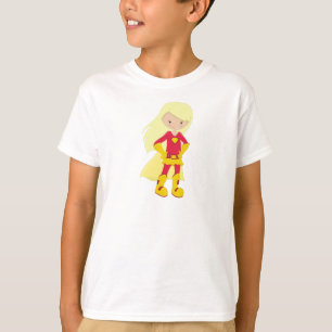 T-shirt Superhero Girl, Cheveux blonde, Héros, Costume rou