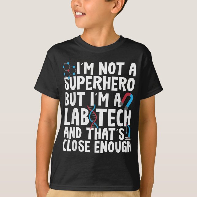 T-shirt Superhero Lab Tech Lab Technicien Laboratoire Geek (Devant)
