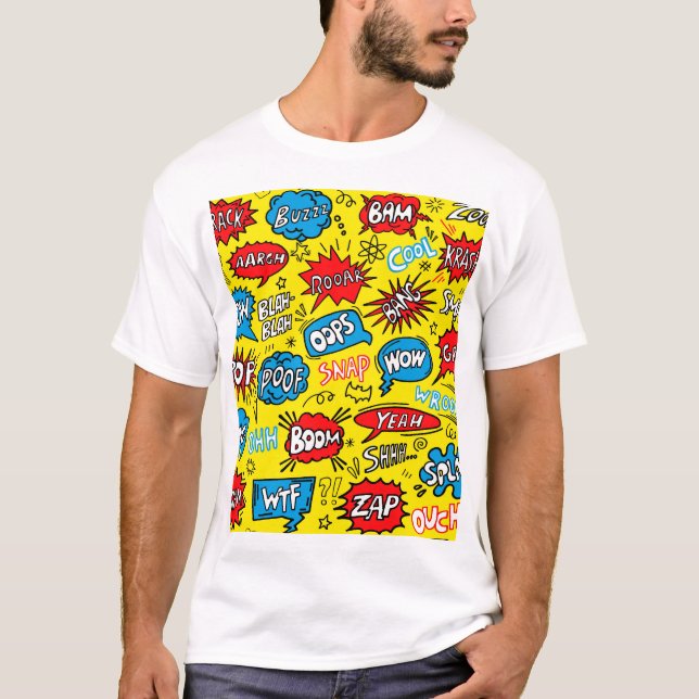 T-shirt Superhero Saga : Motifs comiques mignons (Devant)