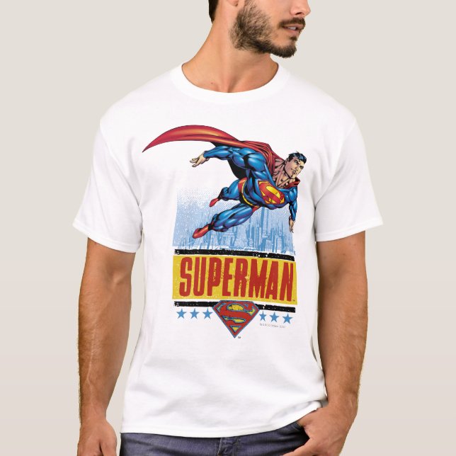 T-shirt Superman avec paysage urbain (Devant)
