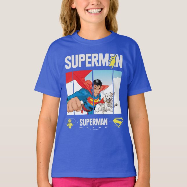 T-shirt Superman et Krypto prennent l'avion (Devant)