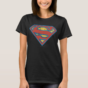 T-shirt Superman S-Shield   Blue Outline Grunge Logo