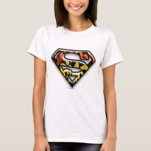 T-shirt Superman S-Shield Logo de graffiti en noir