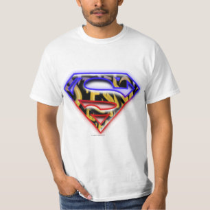 T-shirt Superman S-Shield Logo Graffiti rouge violet