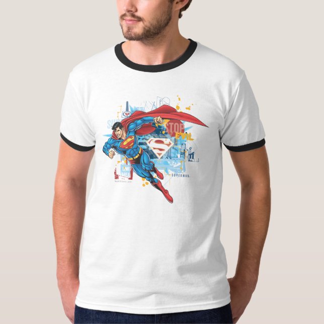 T-shirt Superman - Stop Evil (Devant)