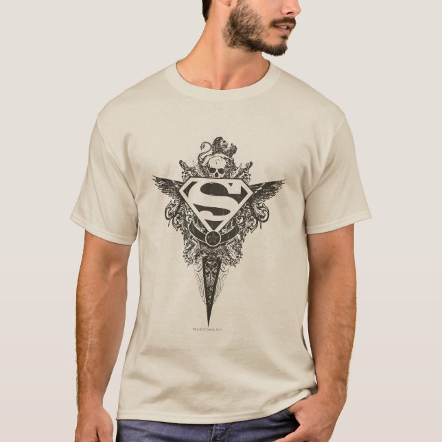 T-shirt Superman Stylisé | Logo blanc étoile et crâne (Devant)