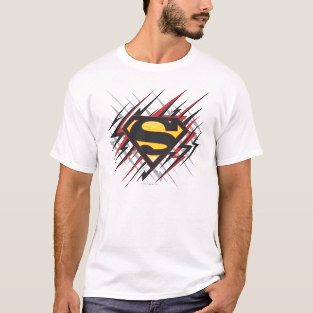 T-shirt Superman Stylisé | Logo des frappes noires et roug (Devant)