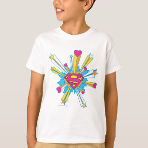 T-shirt Superman Stylisé Logo rose avec coeur