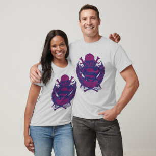 T-shirt Superman Stylized   Purple and Pink Skull Logo