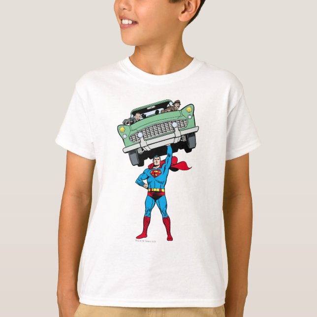 T-shirt Superman tient une voiture (Devant)
