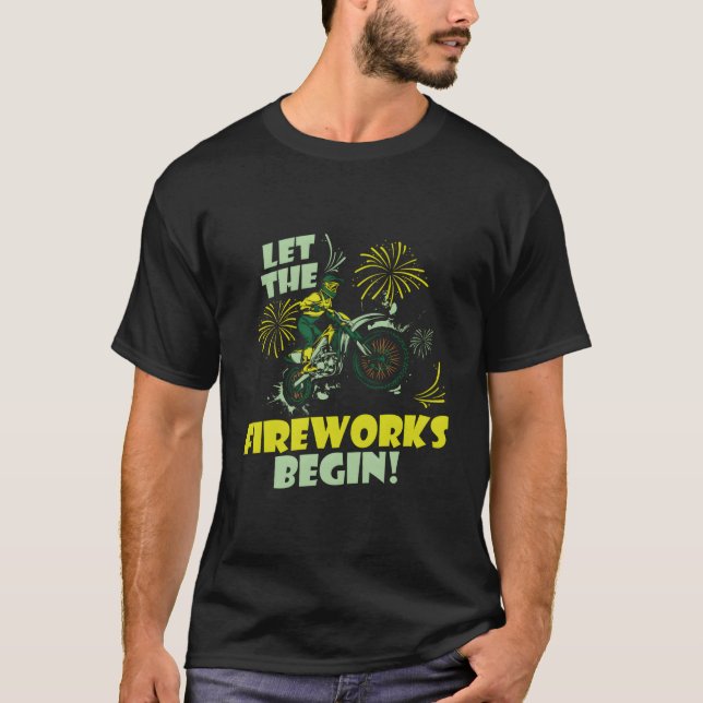 T-shirt Supermoto Fireworks Mx Motocross Dirt Biking 4Th O (Devant)