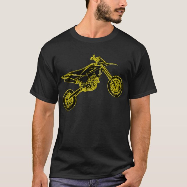 T-shirt Supermoto jaune (Devant)