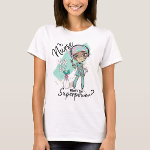 T-shirt Superpuissance infirmière maquillage afro-américai