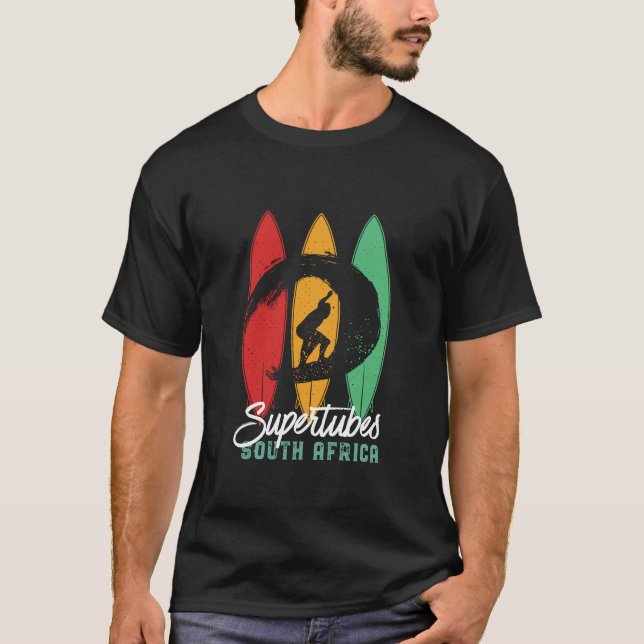 T-shirt Supertubes South Africa Beach Retro Surfing (Devant)