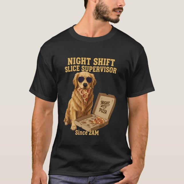 T-shirt Superviseur de chien Retriever doré drôle mangeant (Devant)