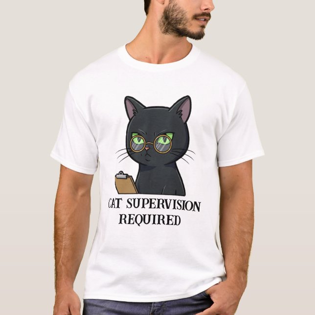 T-shirt Supervision de chat obligatoire Drôle Chat (Devant)