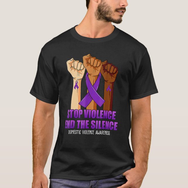 T-shirt Suport Stop Violence And Silence Domestic Violence (Devant)