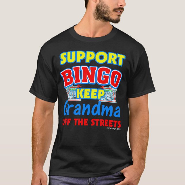 T-shirt Support Bingo Grandma Funny Dark (Devant)