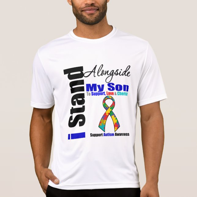 T-shirt Support de l'autisme I à côté de mon fils (Devant)