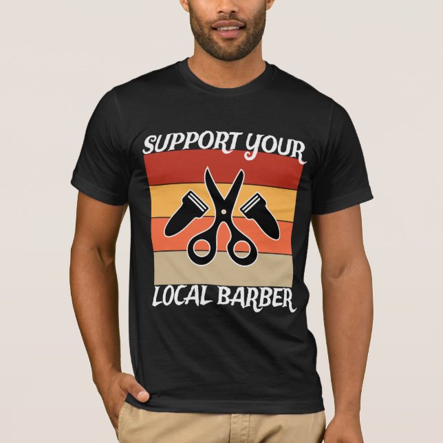 T-shirt Support de votre barbier local (Devant)