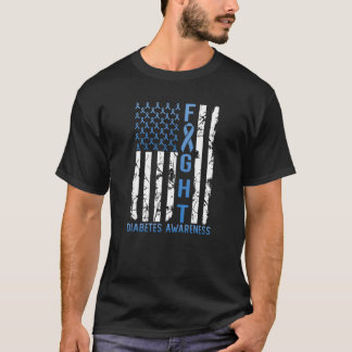 T-shirt Support Flag USA Type 2 Type 1 Diabetes Awar
