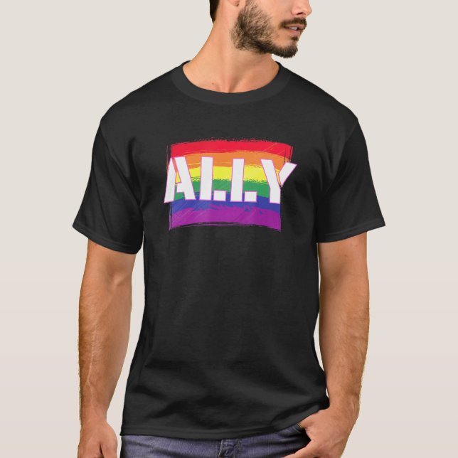 T-shirt Support Lgbtq Ally Gay (Devant)