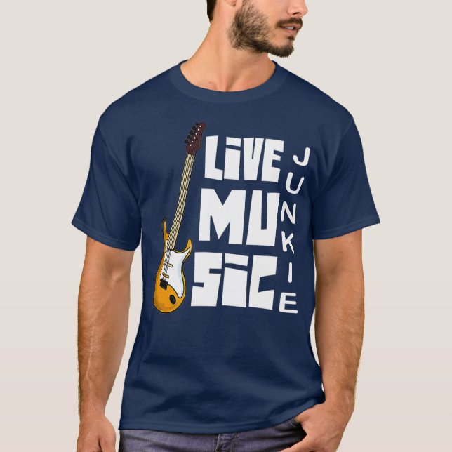 T-shirt Support Live Music Guitar Player Musicien local (Devant)