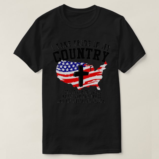 T-shirt Support pour le drapeau Kneel pour la croix 4 juil (Design devant)