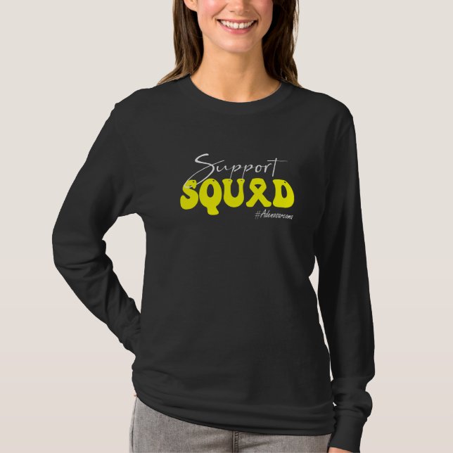 T-shirt Support Squad Adenosarcoma Awareness Yellow Ribbon (Devant)
