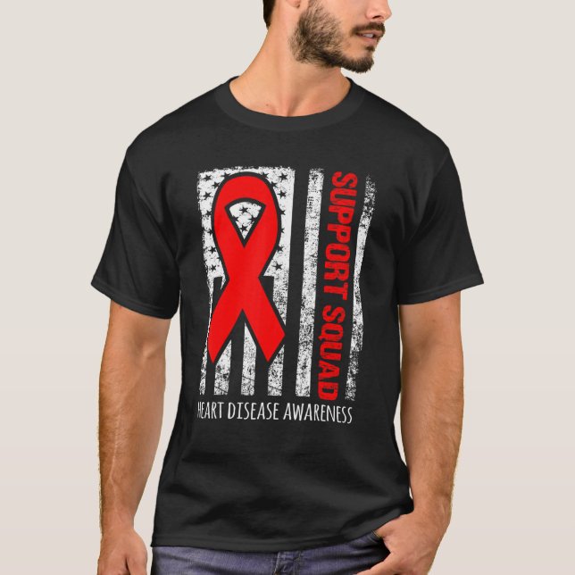 T-shirt Support Squad Heart Disease Awareness (Devant)