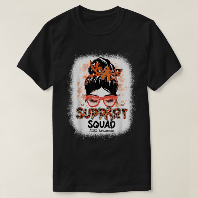 T-shirt Support Squad Messy Bun Butterfly ADHD Awareness 1 (Design devant)