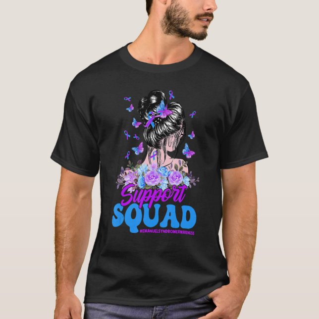 T-shirt Support Squad Messy Bun Butterfly Emanuel Syndrome (Devant)