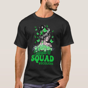T-shirt Support Squad Messy Bun Butterfly Green Ribbon Sco