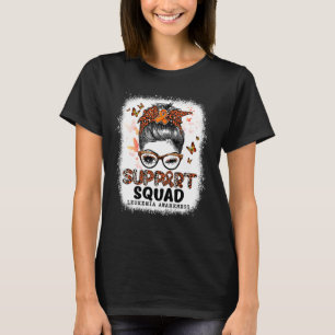 T-shirt Support Squad Messy Bun Butterfly Orange Ribbon Le