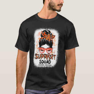 T-shirt Support Squad Messy Bun Butterfly Orange Ribbon Le