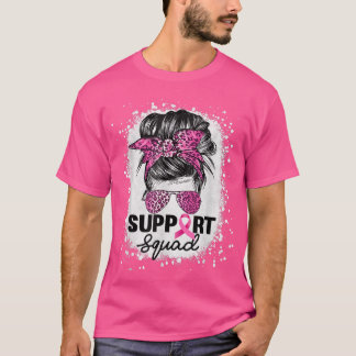 T-shirt Support Squad Messy Bun Pink Breast Cancer Awarene