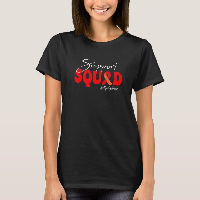 T-shirt Support Squad Myelofibrosis Awareness Red & Orange (Devant)