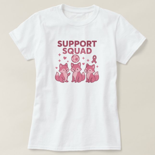 T-shirt Support Squad Pink Ribbon foxs (Design devant)
