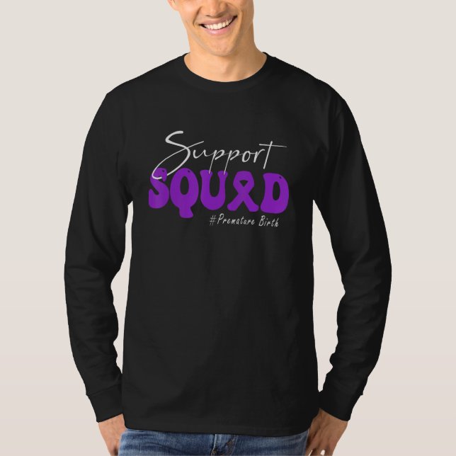 T-shirt Support Squad Premature Birth Awareness Purple Rib (Devant)