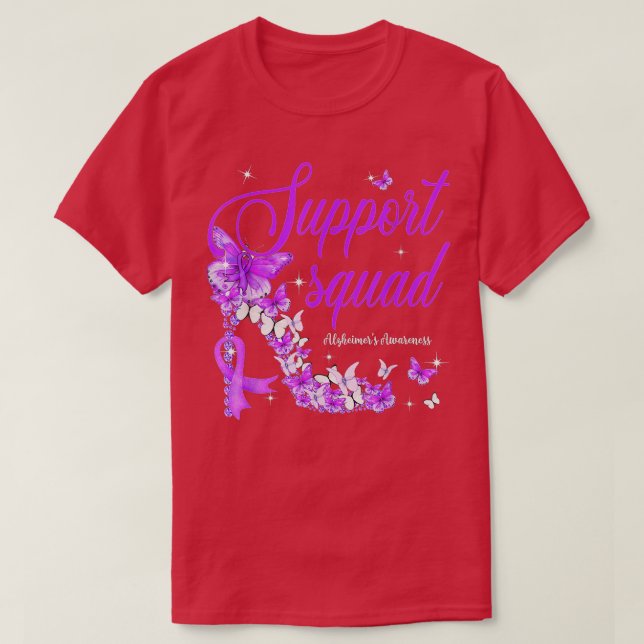 T-shirt Support Squad Purple Ruban Papillon à ruban Alzhei (Design devant)