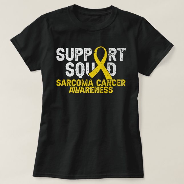 T-shirt Support Squad Sarcoma Cancer Awareness Yellow Ribb (Design devant)
