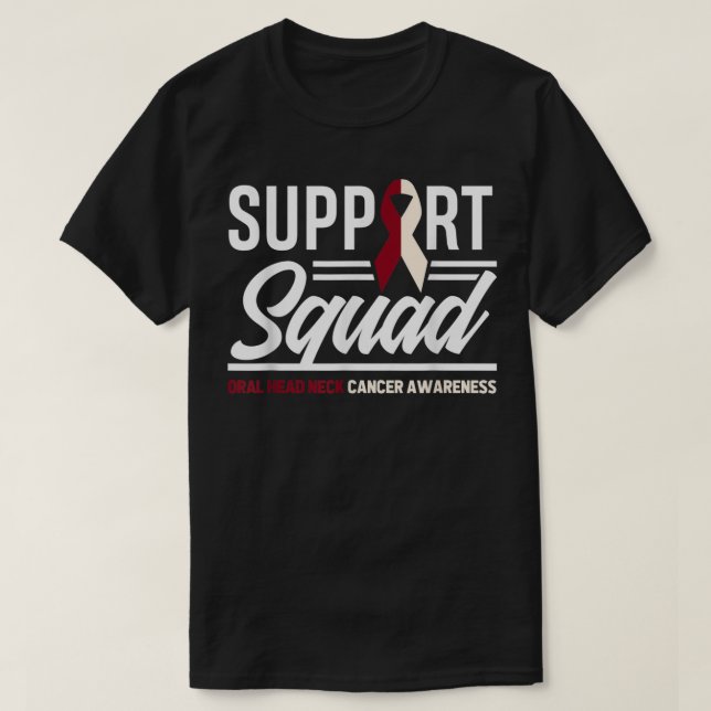 T-shirt Support Squad Throat Oral Head & Neck Cancer Aware (Design devant)