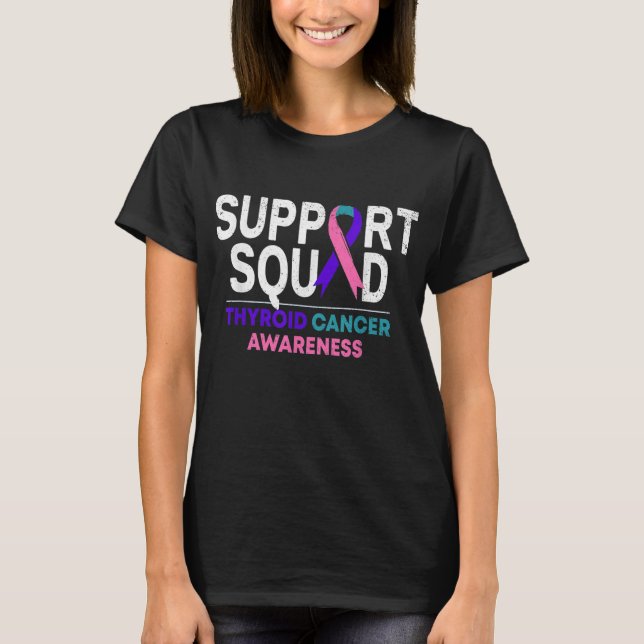 T-shirt Support Squad Thyroide Cancer Awareness Month Ribb (Devant)