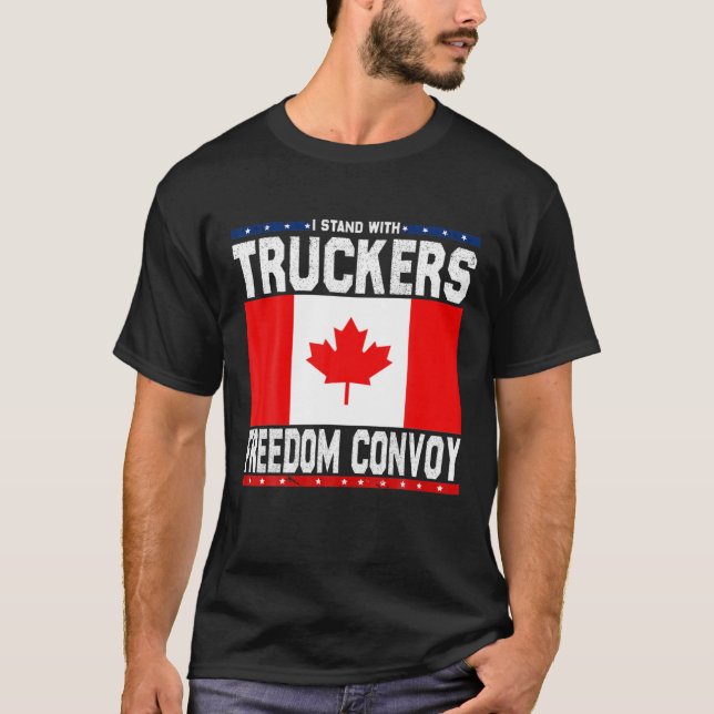 T-shirt Support Trucker Je Me Trouve Avec Truckers Freedom (Devant)