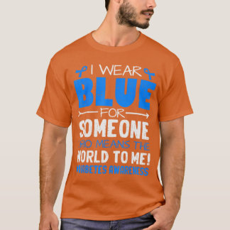 T-shirt Support Type 1 Diabetes Awareness T1D Ribbon Blue 