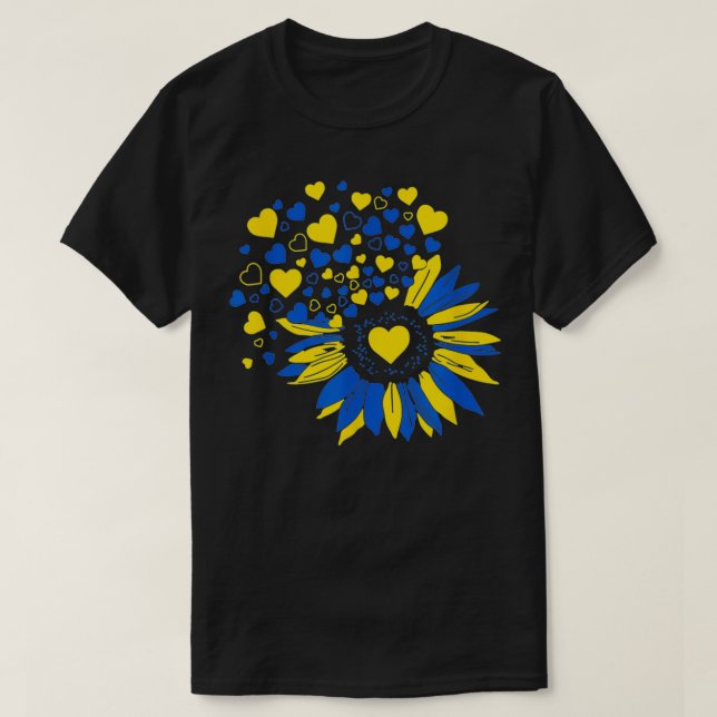T-shirt Support Ukraine Sunflower Ukrainian Flag Heart Men (Design devant)