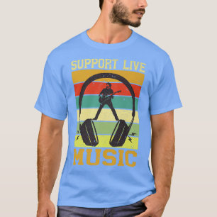 T-shirt Support vintage Retro Live Casques de musique Live