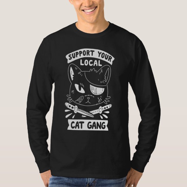 T-shirt Support Votre Chat De Bande De Chat Local Costumé (Devant)